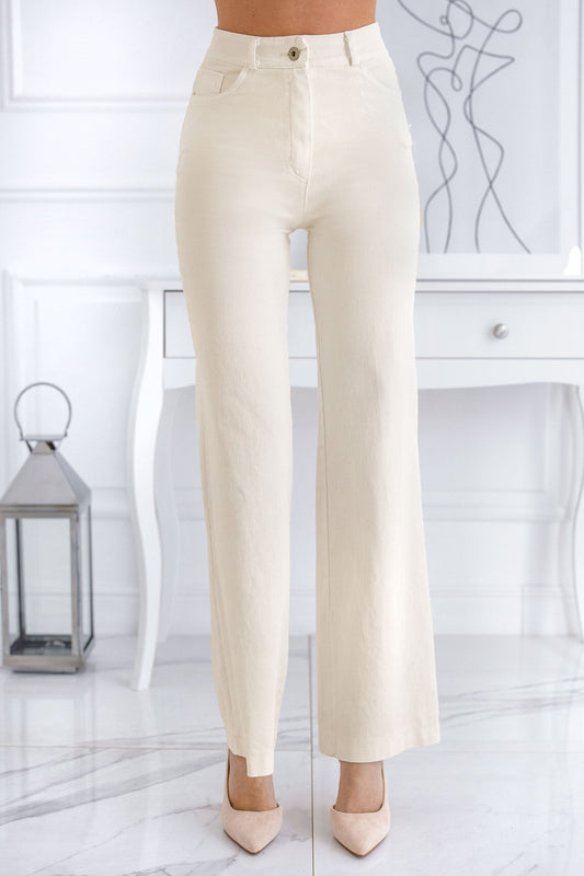 Pantalon évasé en coton crème