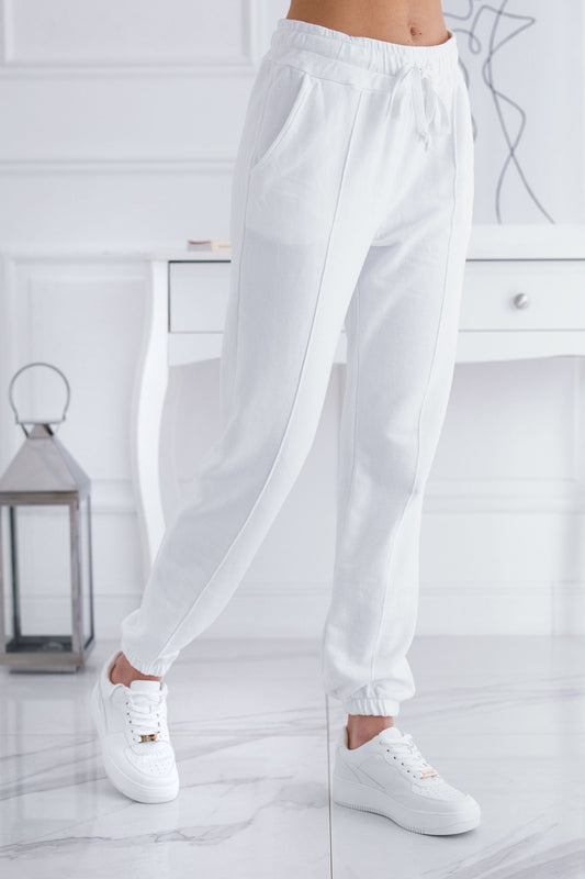 Pantalon de survêtement blanc avec lacets
