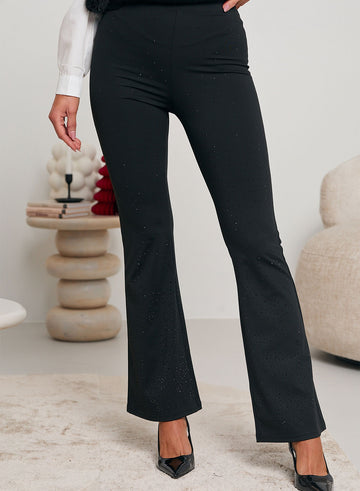 Pantalones negros bootcut decorados con strass