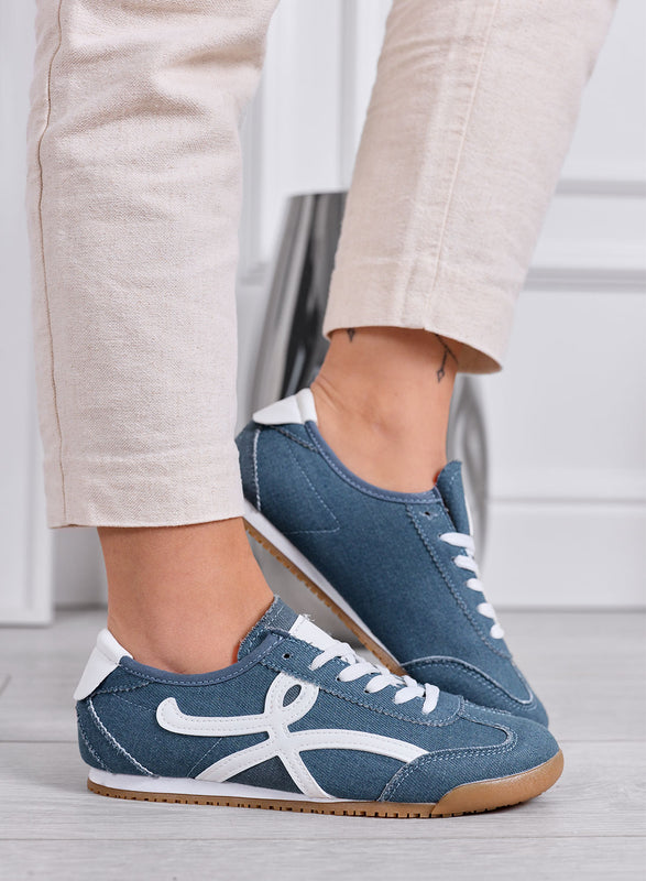 RAMONA - Baskets bleu jean avec détails blancs