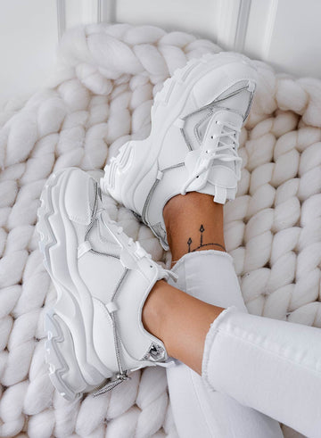 ROSANNA - Baskets blanches à semelle haute et strass