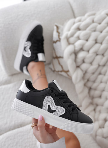 RUMBA - Baskets noires avec empiècements pailletés argentés