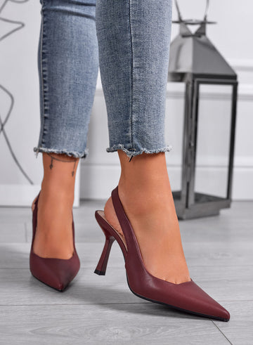 SELINA - Escarpins bordeaux slingback avec talon de 9,5 cm