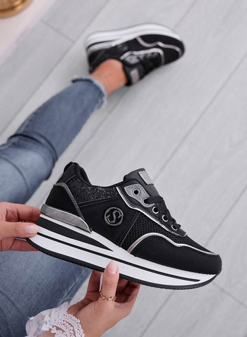 SMITH - Baskets noires avec empiècements pailletés