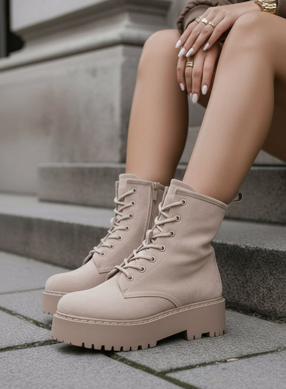 TESSA - Bottines boue en daim style militaire Alexoo