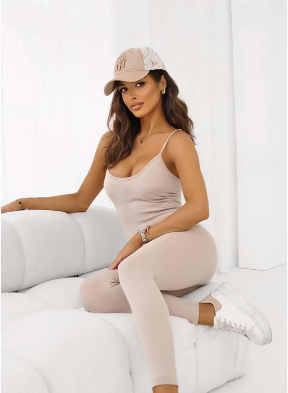 Salopette beige ajustée de style sportif
