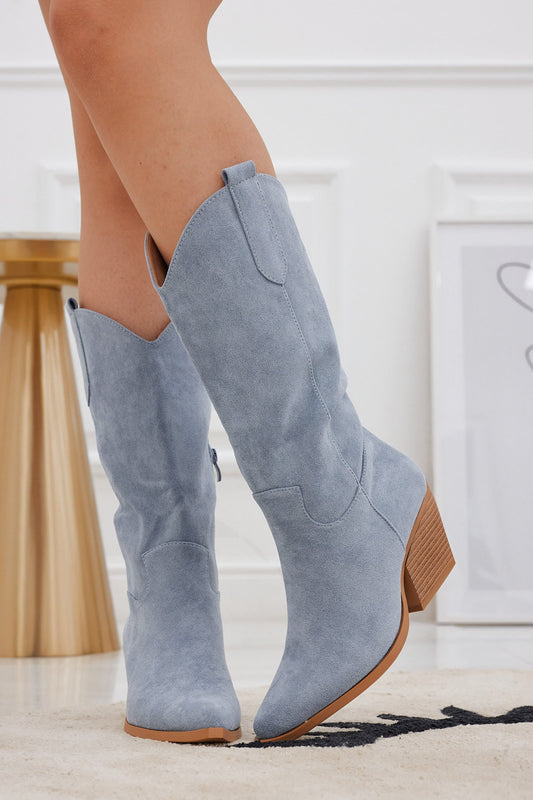 VIRGINIA - Bottes camperos bleues avec un talon confortable