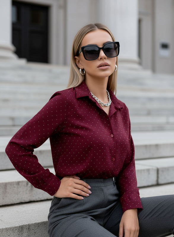 Chemise bordeaux avec paillettes