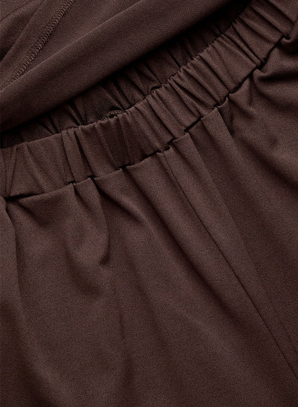 Brown jumpsuit with boat neckline and wide leg