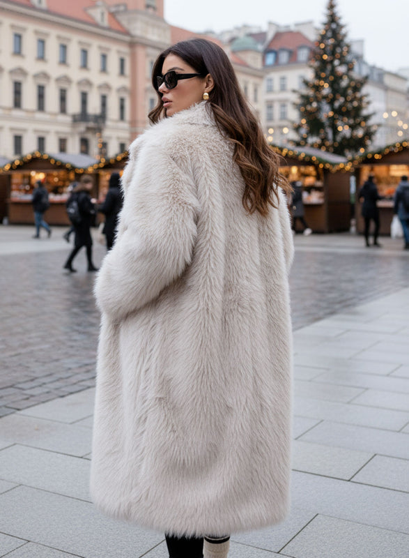 Giacca Pelliccia sintetica panna effetto fluffy