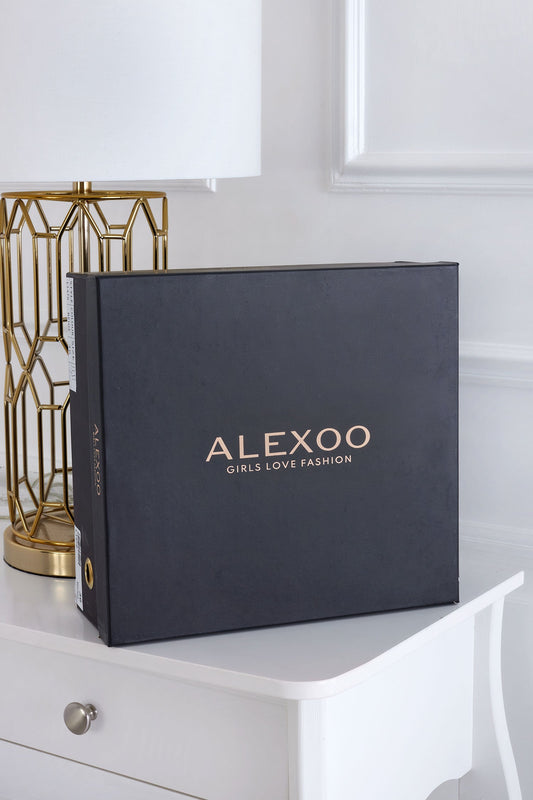 ROYAL - Bottes Alexoo bleu clair avec talon compensé intérieur et bouton doré