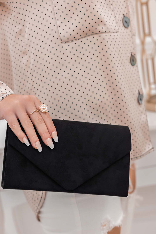 Bag - B205 black suede clutch