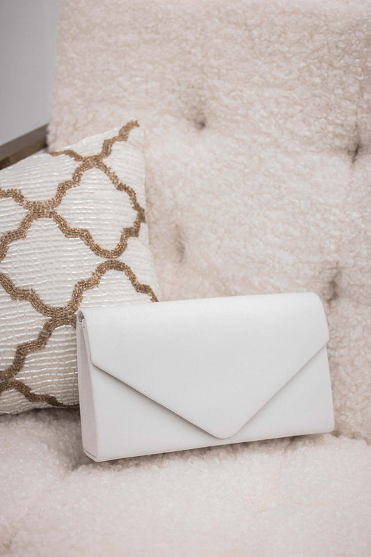 Bag - white B205 clutch in faux leather