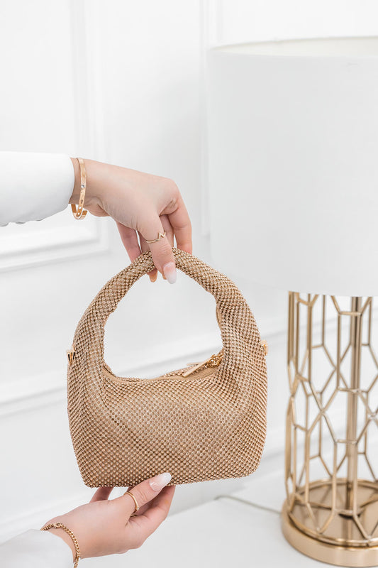 Pochette dorée bijou avec strass B208