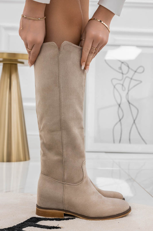 Suede mud boots with internal wedge