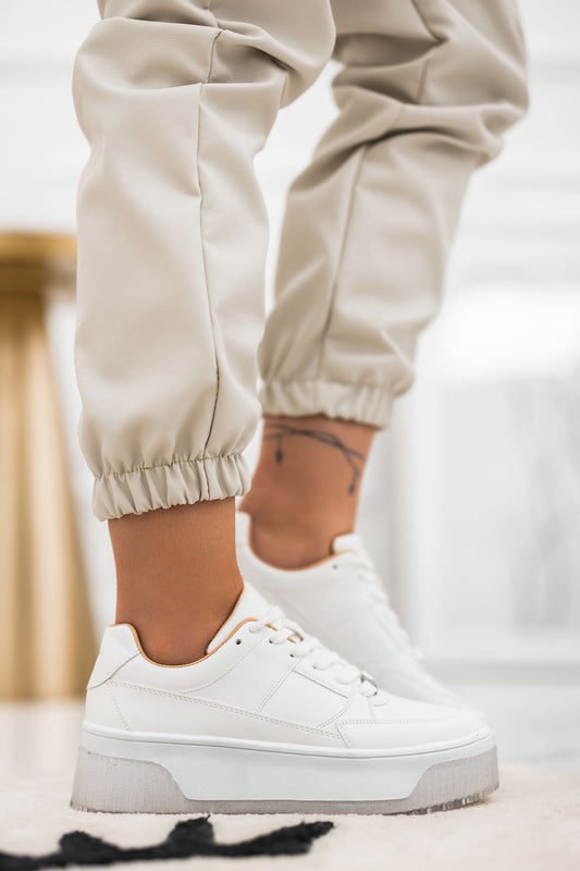 Baskets Alexoo blanches avec inserts transparents et paillettes