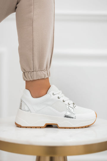 Baskets Alexoo blanches perforées avec inserts argentés