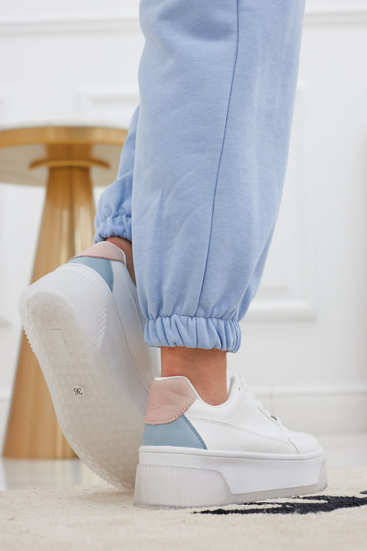 Baskets Alexoo blanches avec talon bicolore