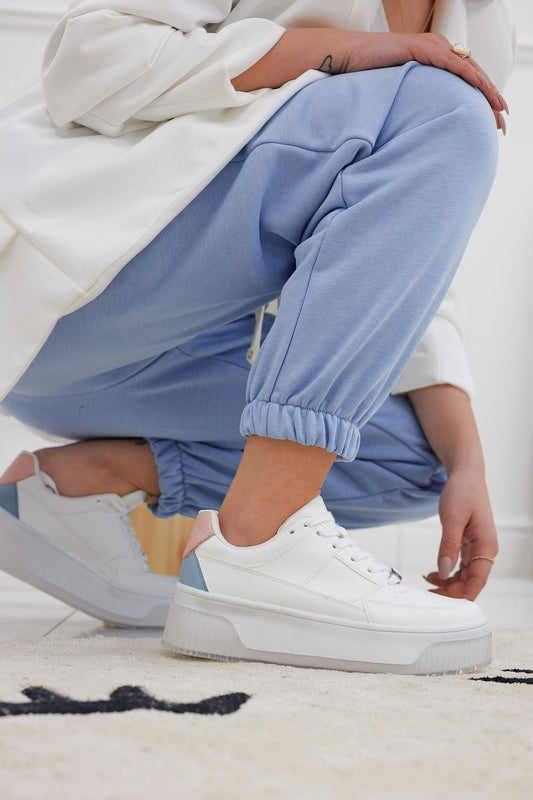 Baskets Alexoo blanches avec talon bicolore