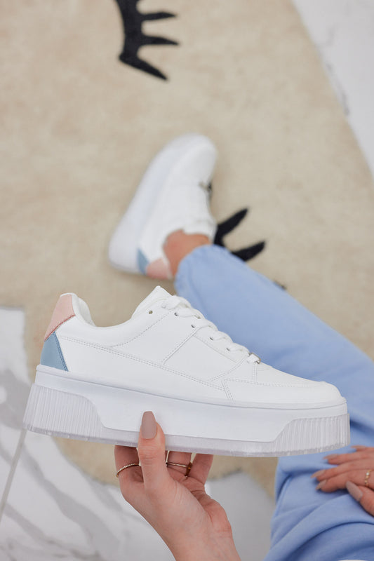 Baskets Alexoo blanches avec talon bicolore
