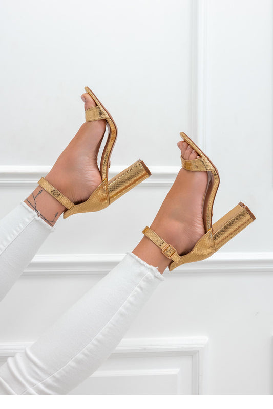 TABITHA - Sandales dorés Alexoo avec bride et talon confortable