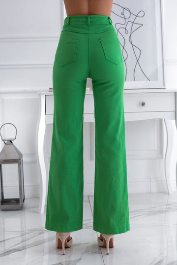Pantalon vert évasé en coton