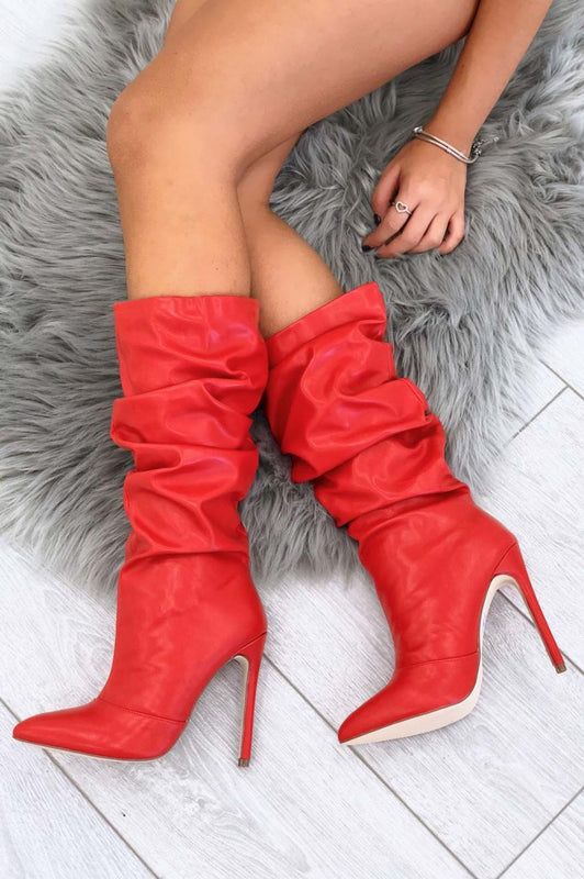 ROLITA - Alexoo Bottes en similicuir à talons hauts Rouges