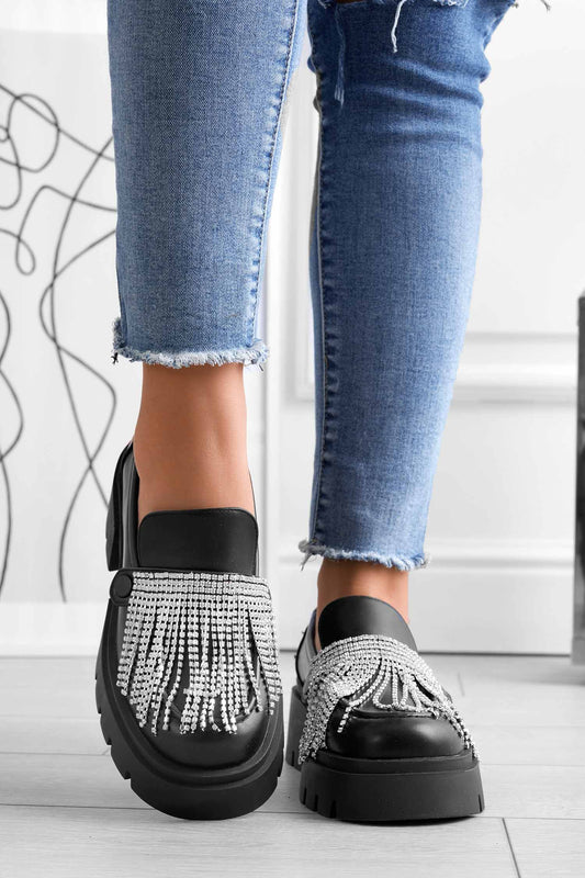 Mocassini platform neri Alexoo con accessori intercambiabili