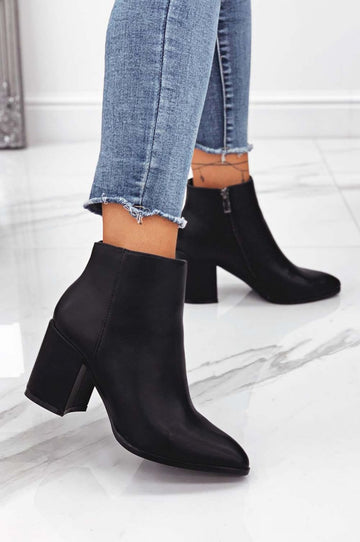 Bottines noires en similicuir avec talon confortable