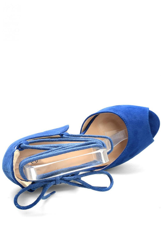 Sandales en daim à lacets Bleu