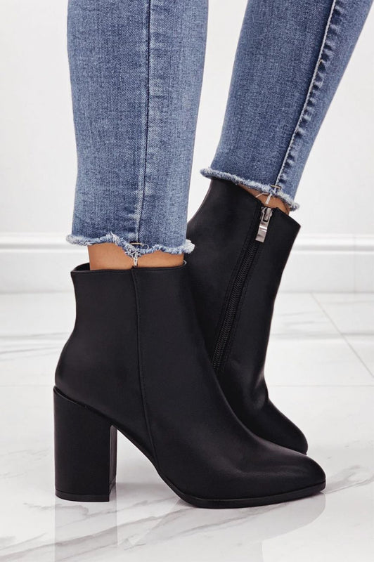 Bottines noires en simili cuir avec talon confortable