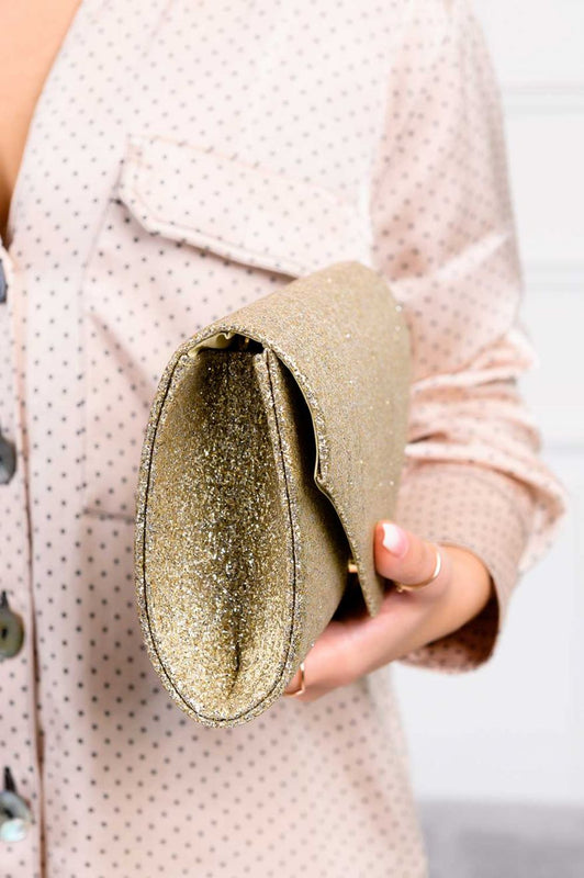 Pochette dorée avec paillettes B203