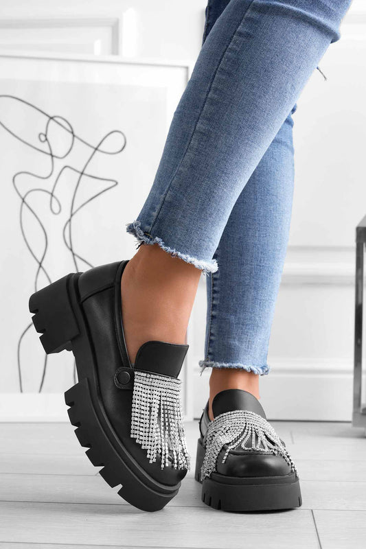 Mocassini platform neri Alexoo con accessori intercambiabili