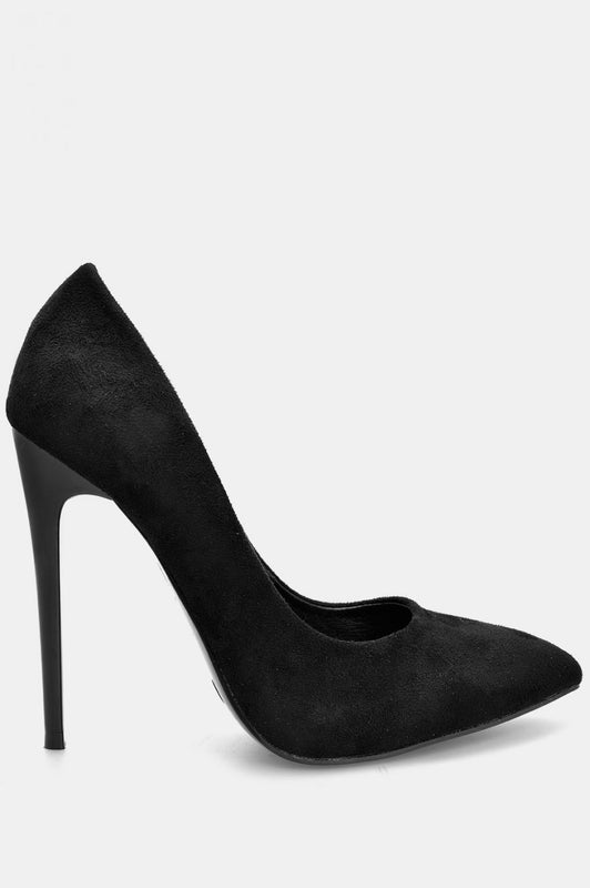 Black suede stiletto heels