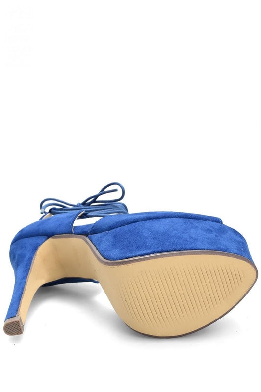 Sandales en daim à lacets Bleu