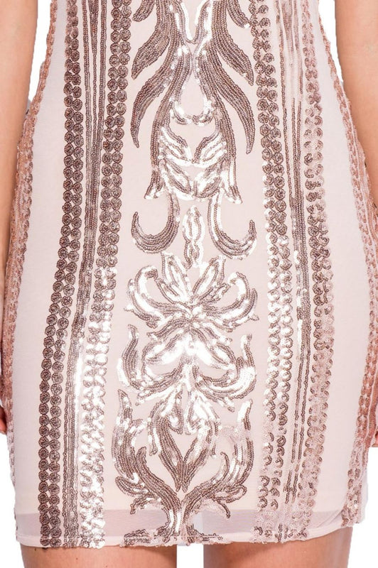 Robe à bretelles avec paillettes - Rose