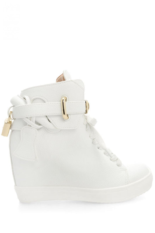 Sneakers in ecopelle con zeppa interna Big City - Bianco