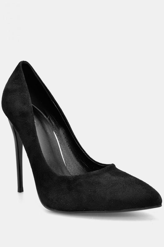 Black suede stiletto heels