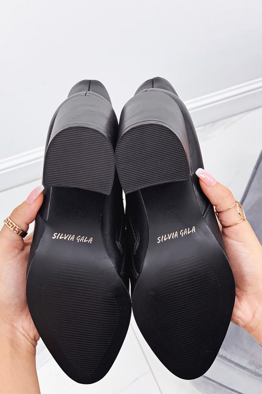 Bottines noires en simili cuir avec talon confortable