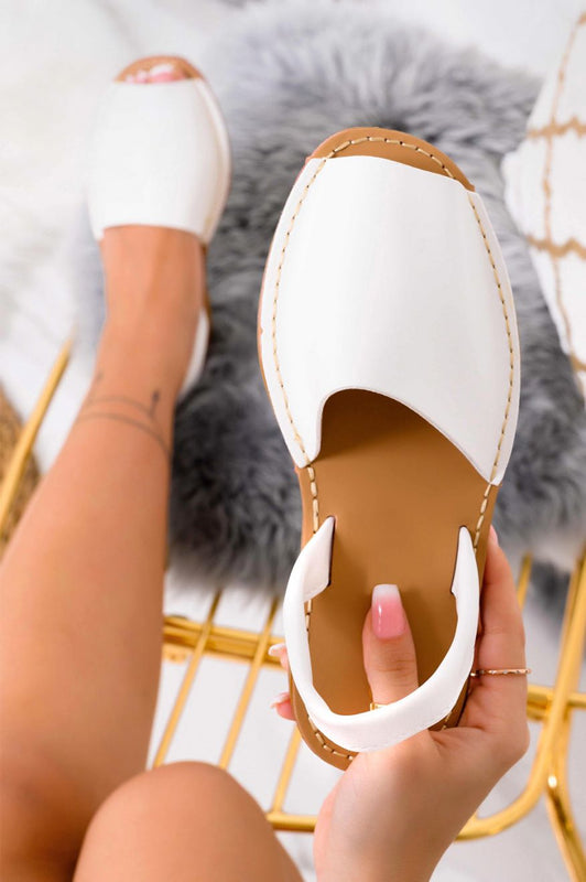 White Minorcan sandals in faux leather