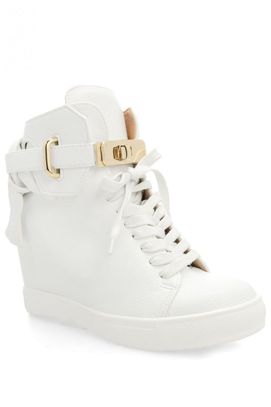 Sneakers in ecopelle con zeppa interna Big City - Bianco