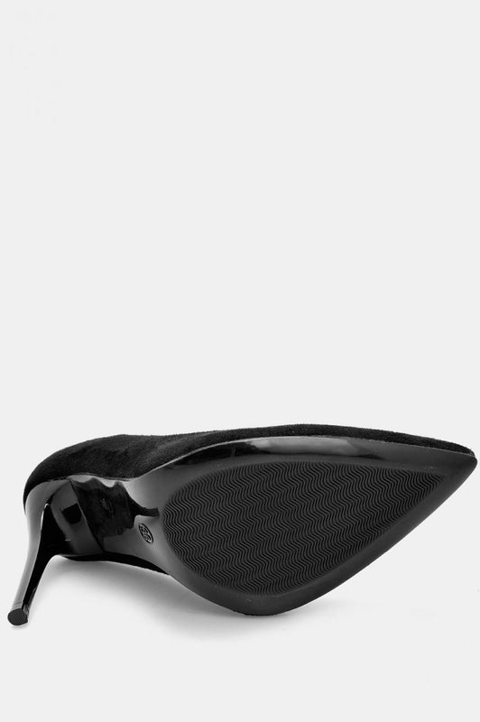 Black suede stiletto heels