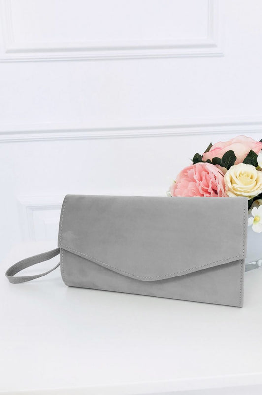 Suede clutch bag B185 Grey