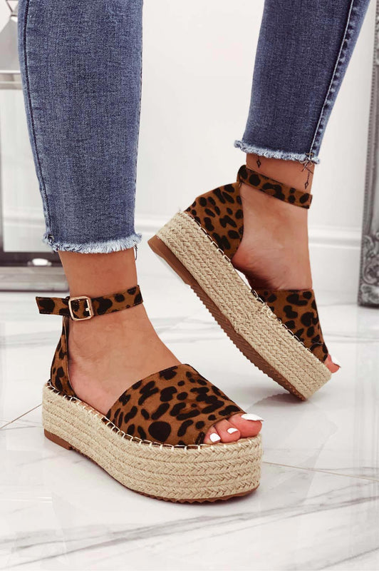 LICIA - Espadrillas maculate con zeppa e cinturino
