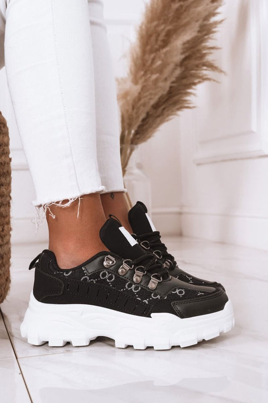 STATION - Baskets noires en tissu avec imprimé