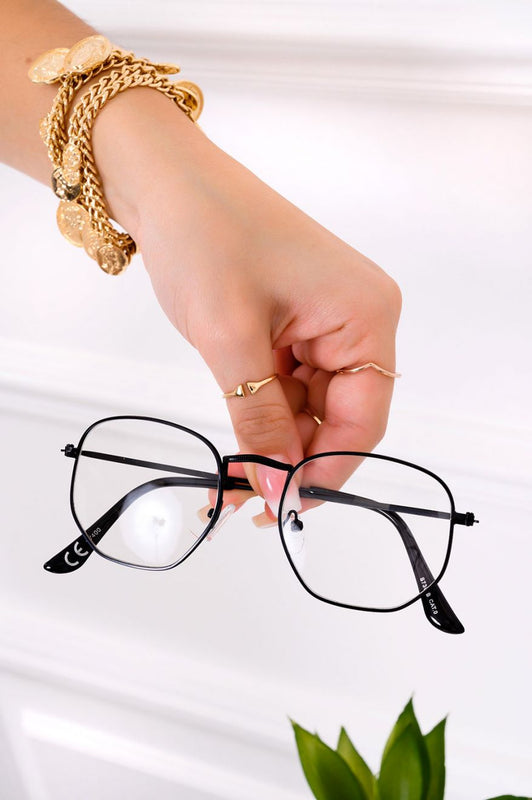Lunettes avec verres transparents et monture noire