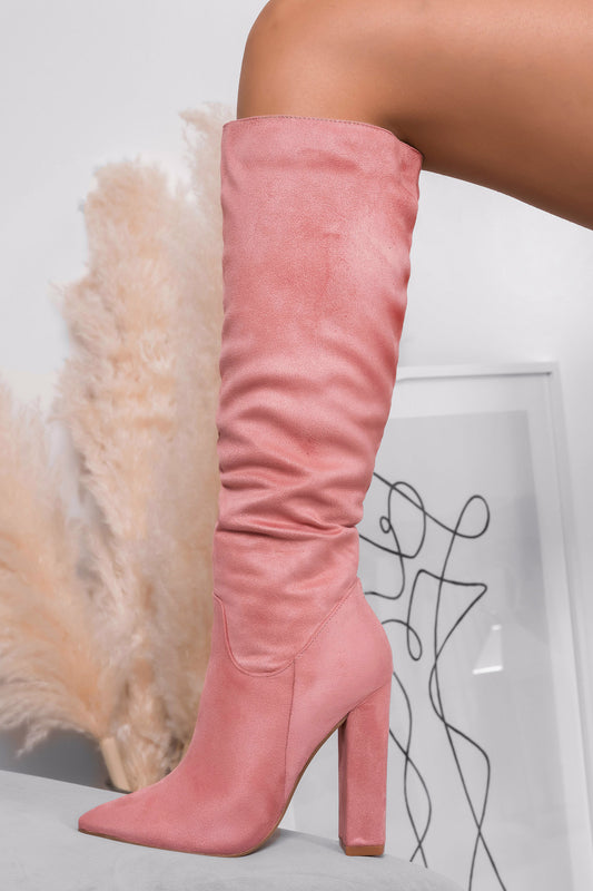 WENDY - Stivali rosa scamosciati Alexoo con tacco alto