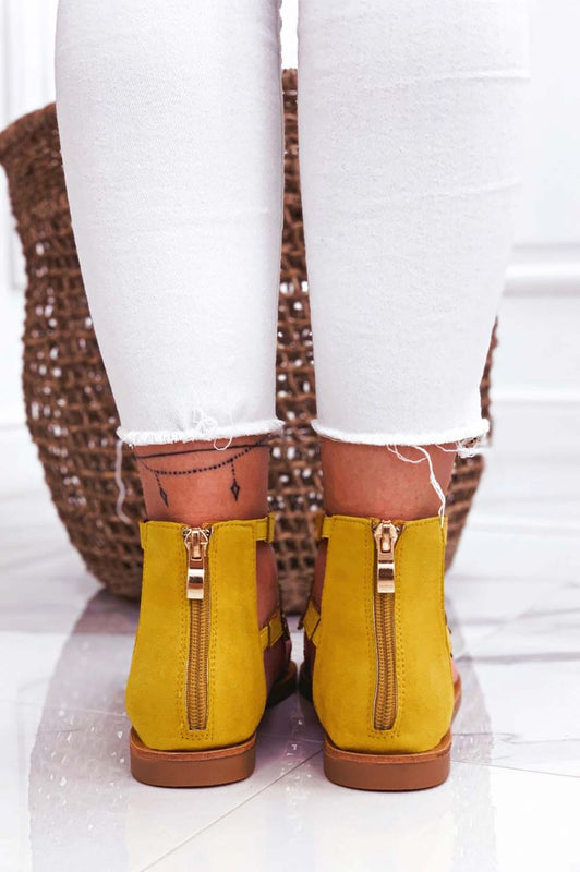 Sandali gialli bassi gioiello con strass