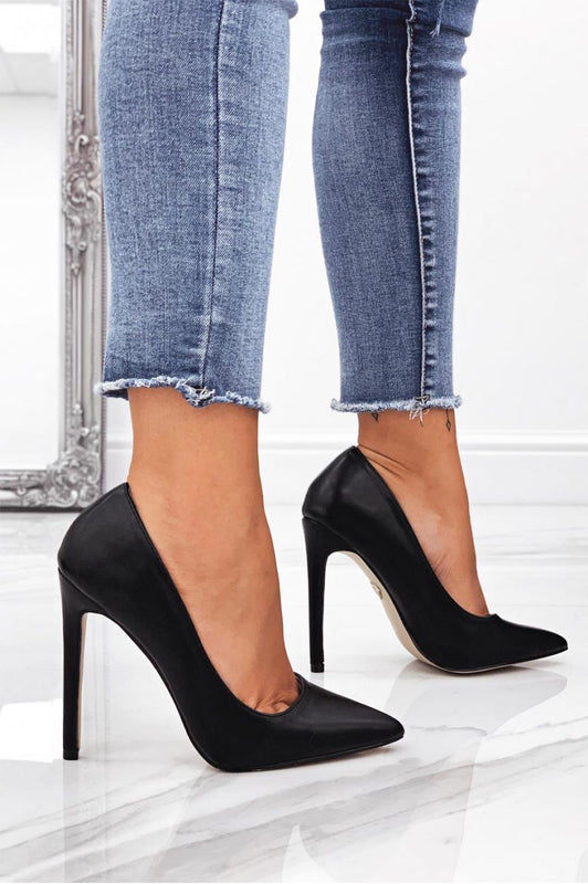 Escarpins noirs en similicuir avec talon haut