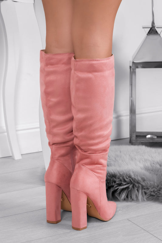 WENDY - Stivali rosa scamosciati Alexoo con tacco alto